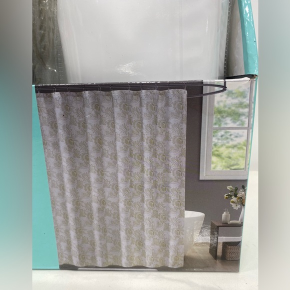 Martha Stewart Paisley Floral 3pc Bath Set Shower Curtain Sage - Picture 7 of 8